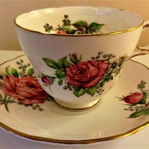 Vintage Melba Bone China Pink Rose Tea Cup and Saucer Set Made in England